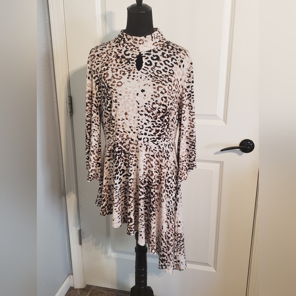 CATO leopard print asymmetrical tunic top